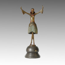 Tänzer Bronze Skulptur Tanzen Mädchen Carving Messing Statue TPE-311b
